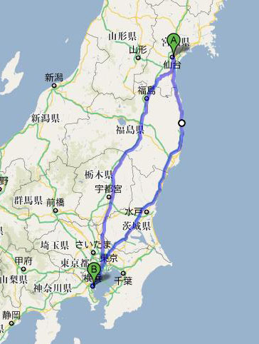 仙台 to 横浜 ルート4 or ルート6